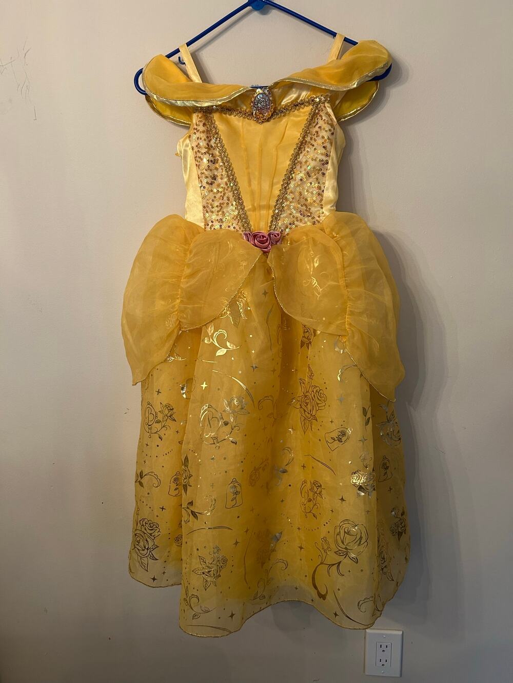 EUC Official Disney Parks Deluxe Belle Princess Costume Dress Grls 7/8 Halloween
